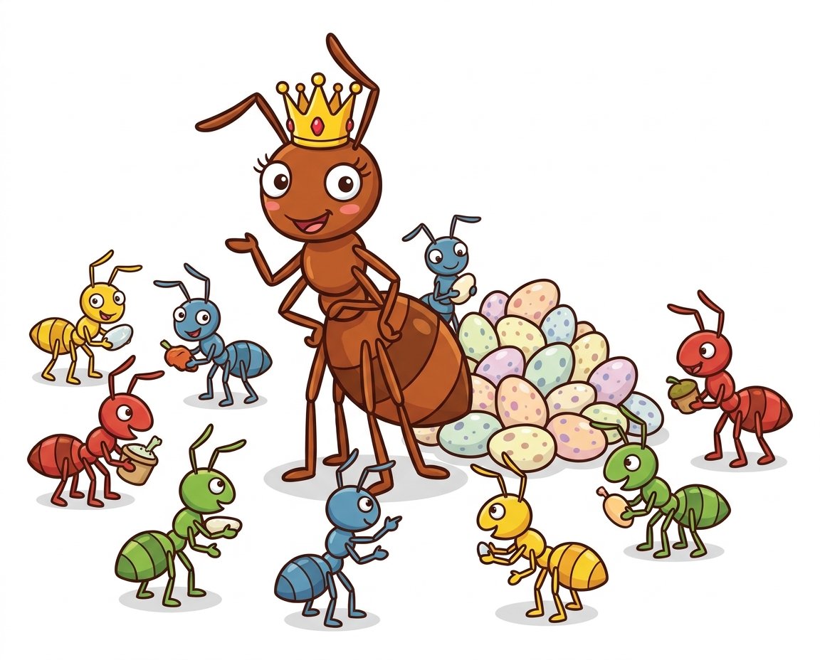 Simple Ant Colony (1 queen, 5-10 workers, eggs)